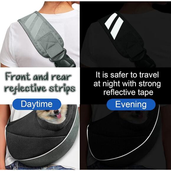 Dog Sling Bag Carrier for Small Dogs (Pink - Grey, M - Up to 10 lbs) - Picture 5 of 9